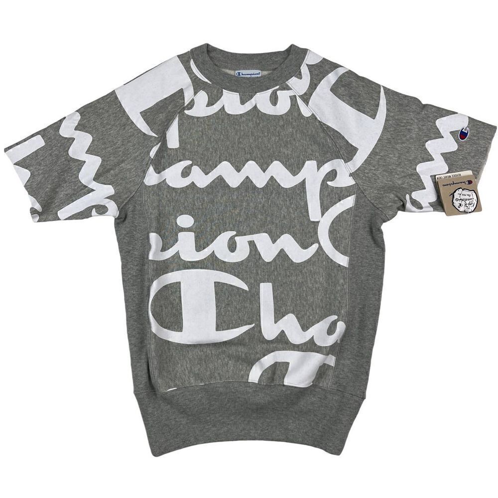 New Champion Men Gray Sweater US XS X-Small Short Sleeve Fleece Pullover Tee Top